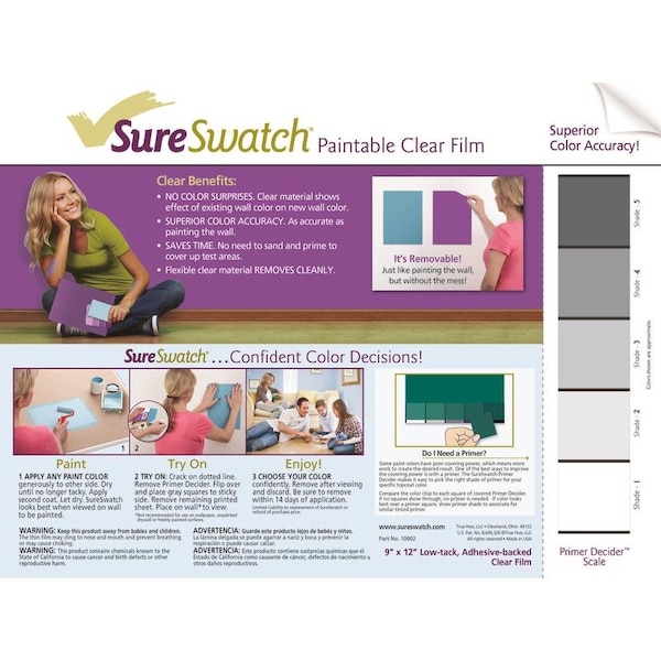 Sureswatch SureSwatch 9 in. W X 12 in. L Clear Plastic Paint & Stick Paint Samples 10002 - main